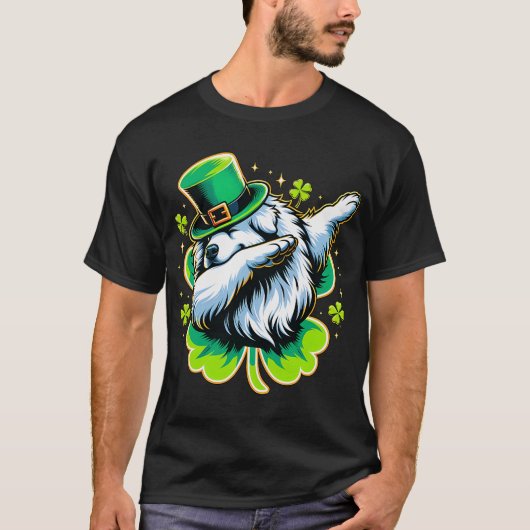 St Patricks Leprechaun Dabbing Great Pyrenees Dog T-shirt (Voorkant)