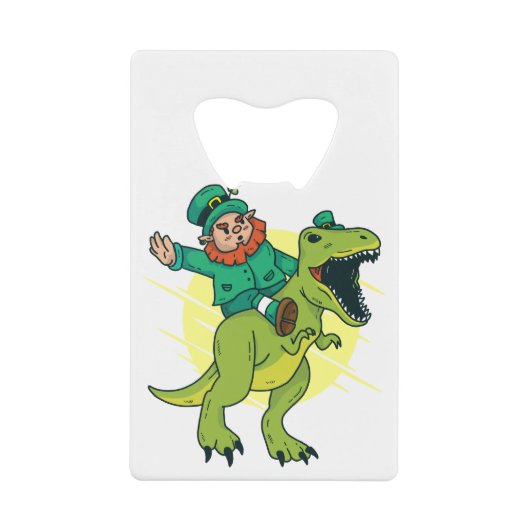 st patricks leprechaun dinosaur creditkaart flessenopener (Voorkant)