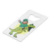 st patricks leprechaun dinosaur creditkaart flessenopener (Achterkant Gekanteld)