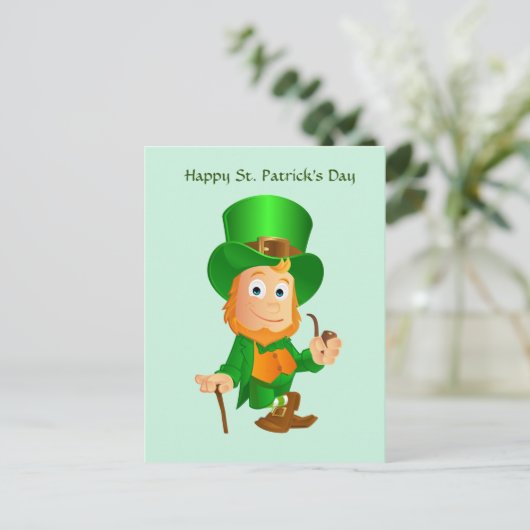 St. Patrick's Leprechaun Holiday Briefkaart (Staand voorkant)