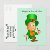 St. Patrick's Leprechaun Holiday Briefkaart (Voorkant / Achterkant)