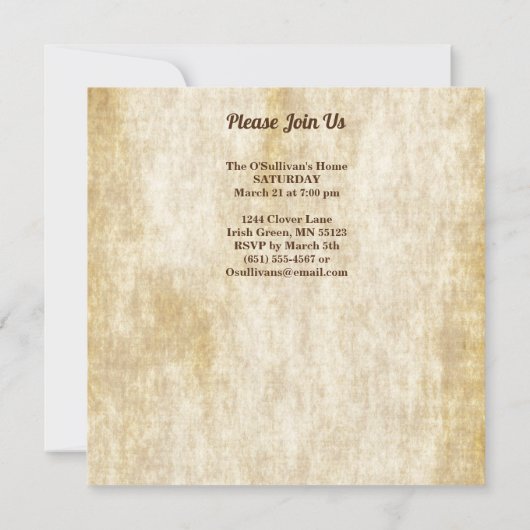 St Patrick's Leprechaun Kind Pot van Gold Square Kaart (Achterkant)