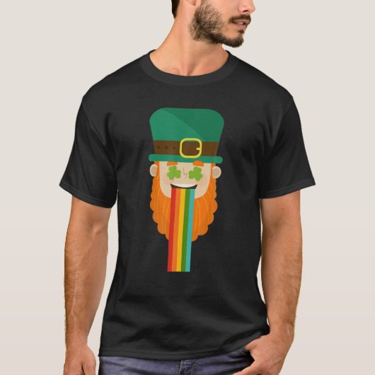 St. Patricks Leprechaun Puking Rainbow T-shirt (Voorkant)
