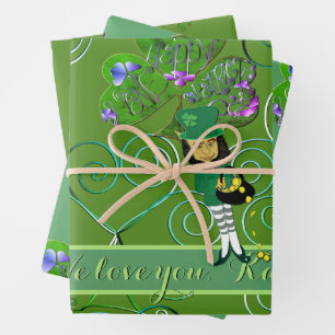 St. Patrick's Leprechaun Shamrocks inpakpapier Vel