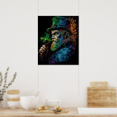 St Patrick's Leprechaun Smoking Pipe Ai Art Poster (Keuken)