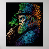 St Patrick's Leprechaun Smoking Pipe Ai Art Poster (Voorkant)