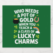 St Patrick's leraar Lucky Charm Clover Irish Bier Etiket (Enkel label)