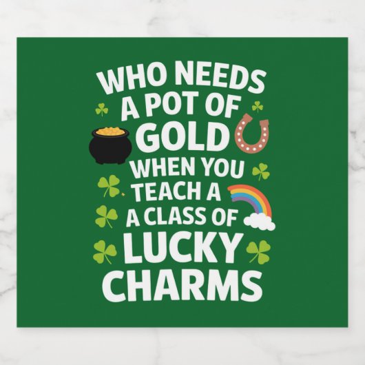 St Patrick's leraar Lucky Charm Clover Irish Bier Etiket (Enkel label)