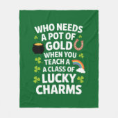 St Patrick's leraar Lucky Charm Clover Irish Fleece Deken (Voorkant)