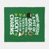 St Patrick's leraar Lucky Charm Clover Irish Fleece Deken (Voorkant (Horizontaal))