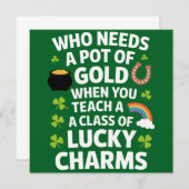 St Patrick's leraar Lucky Charm Clover Irish Kaart (Voorkant / Achterkant)