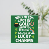 St Patrick's leraar Lucky Charm Clover Irish Kaart (Staand voorkant)
