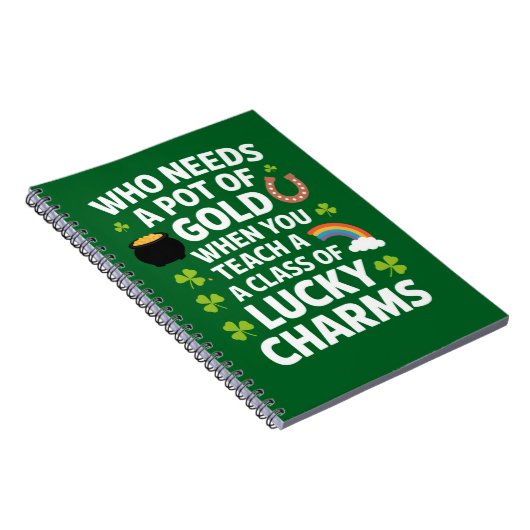 St Patrick's leraar Lucky Charm Clover Irish Notitieboek (Rechterzijde)