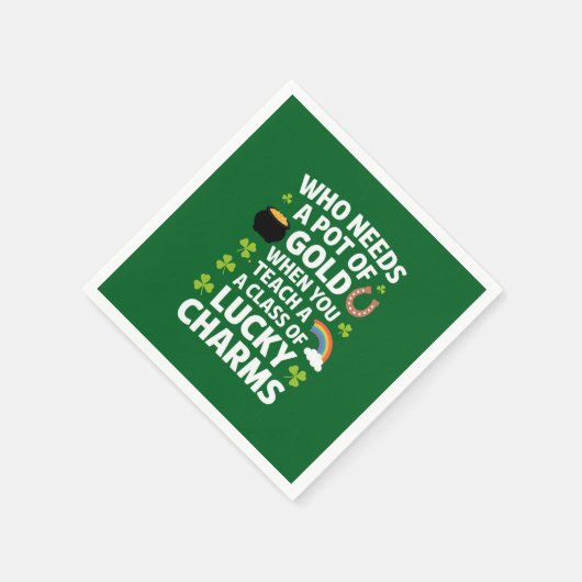 St Patrick's leraar Lucky Charm Clover Irish Servet (Hoek)