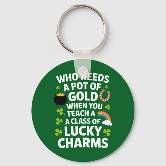 St Patrick's leraar Lucky Charm Clover Irish Sleutelhanger (Voorkant)