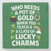 St Patrick's leraar Lucky Charm Clover Irish Stenen Onderzetter (Voorkant)