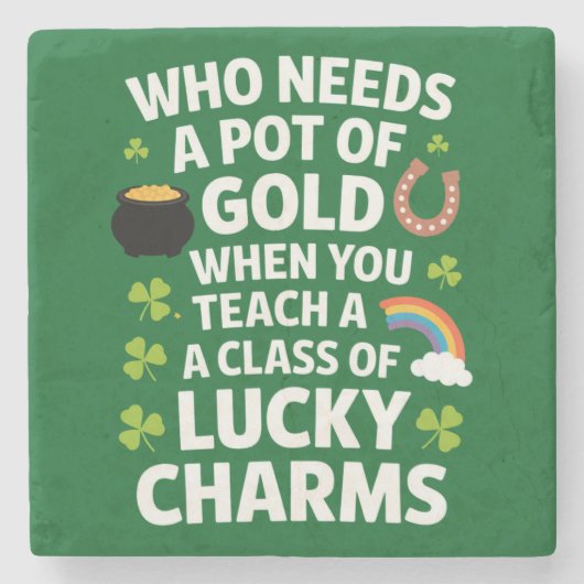 St Patrick's leraar Lucky Charm Clover Irish Stenen Onderzetter (Voorkant)