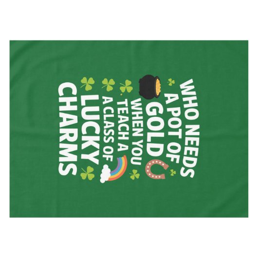 St Patrick's leraar Lucky Charm Clover Irish Tafelkleed (Voorkant (Horizontaal))