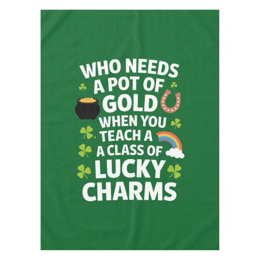 St Patrick's leraar Lucky Charm Clover Irish Tafelkleed (Voorkant)