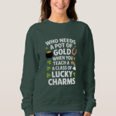 St Patrick's leraar Lucky Charm Clover Irish Trui (Voorkant)