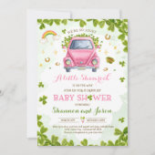 St Patrick's Little Shamrock drive by Baby shower Kaart (Voorkant)