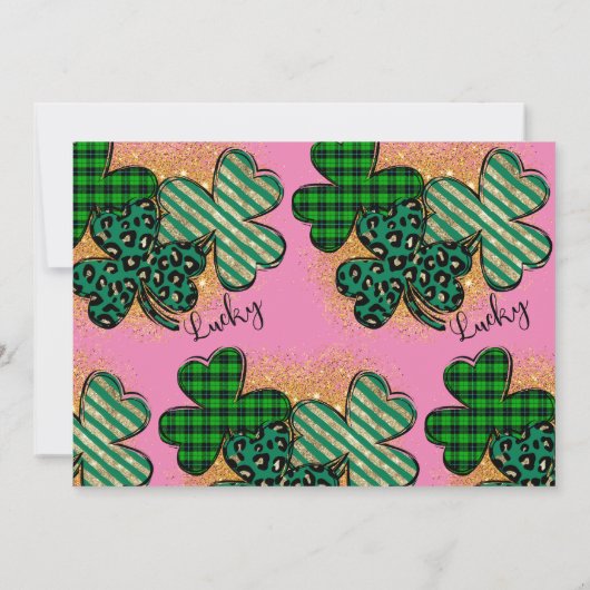 St. Patricks Lucky 1e verjaardag Roze Groen Kaart (Achterkant)