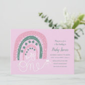 St. Patricks Lucky 1st Birthday Hand Drawn Rainbow Kaart (Staand voorkant)