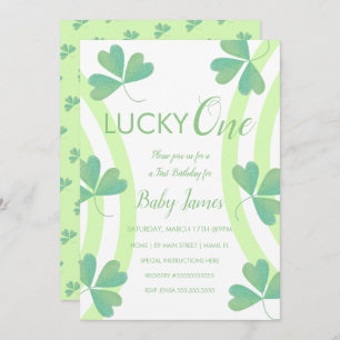St. Patricks Lucky 1st Birthday Waterverf Clover Kaart
