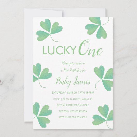 St. Patricks Lucky 1ste verjaardag Shamrock Kaart (Voorkant)