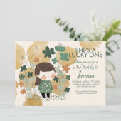 St. Patricks Lucky Birthday Girl Shamrock Gold Kaart (Staand voorkant)