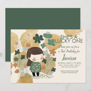 St. Patricks Lucky Birthday Girl Shamrock Gold Kaart