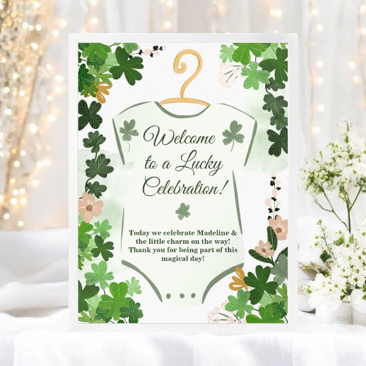 St. Patrick's Lucky Charm Baby shower Welkom Poster