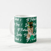 St Patrick's Lucky Day Cute Cat Leprechaun Hat, Koffiemok (Voorkant links)