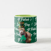 St Patrick's Lucky Day Cute Cat Leprechaun Hat, Tweekleurige Koffiemok (Center)