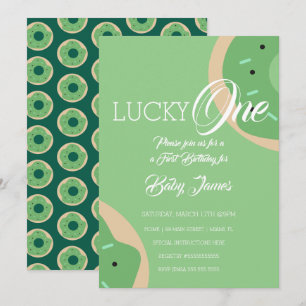 St. Patricks Lucky Eerste Verjaardag Frosted Donut Kaart