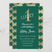 St. Patricks Lucky First Birthday Green Shamrock Kaart (Voorkant / Achterkant)