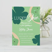 St. Patricks Lucky First Birthday Shamrock Donut Kaart (Staand voorkant)