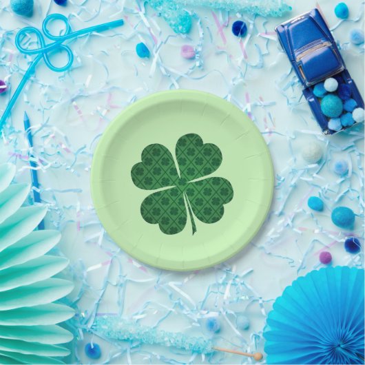 St Patrick's Lucky Four Leaf Green Clover Papieren Bordje (Feest)