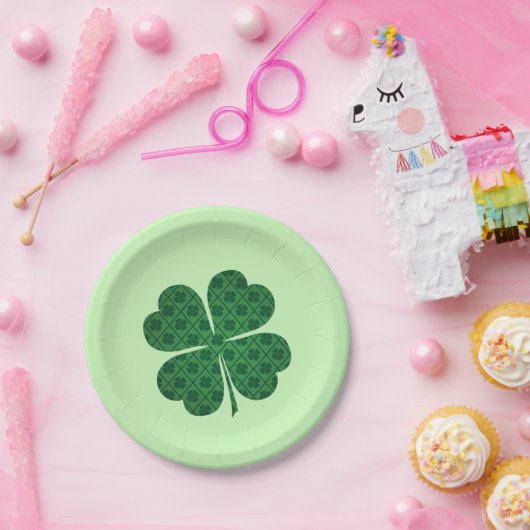 St Patrick's Lucky Four Leaf Green Clover Papieren Bordje (Feest)