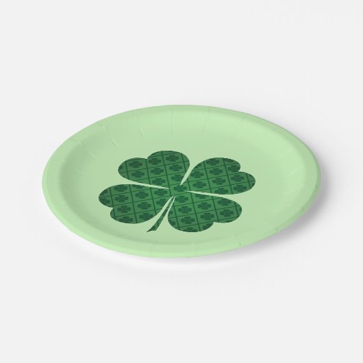 St Patrick's Lucky Four Leaf Green Clover Papieren Bordje (Gekanteld)