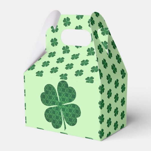 St Patricks Lucky Four Leaf Green Clover Pattern Bedankdoosjes (Achterkant)
