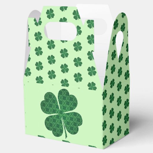 St Patricks Lucky Four Leaf Green Clover Pattern Bedankdoosjes (Geopend)