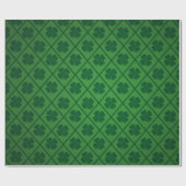 St Patricks Lucky Four Leaf Green Clover Pattern Cadeaupapier (Vlak)