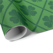 St Patricks Lucky Four Leaf Green Clover Pattern Cadeaupapier (Rol Hoek)