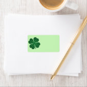 St Patricks Lucky Four Leaf Green Clover Pattern Etiket (Insitu)