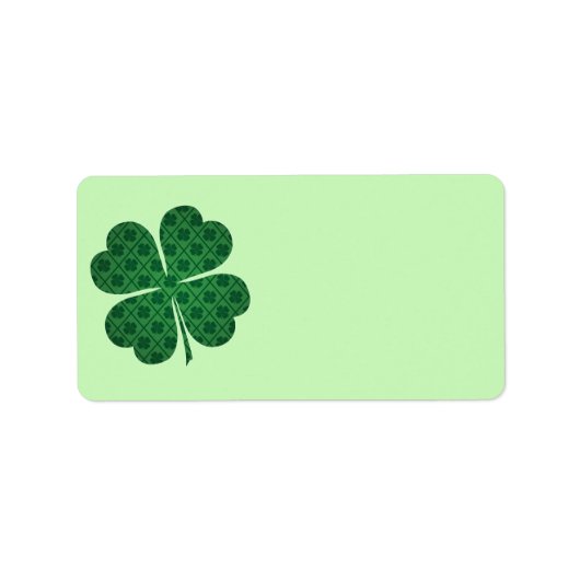 St Patricks Lucky Four Leaf Green Clover Pattern Etiket (Voorkant)