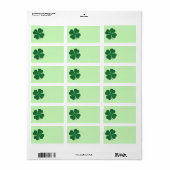 St Patricks Lucky Four Leaf Green Clover Pattern Etiket (Full Sheet)