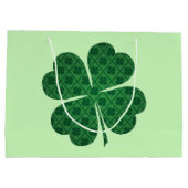St Patricks Lucky Four Leaf Green Clover Pattern Groot Cadeauzakje (Achterkant)