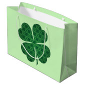St Patricks Lucky Four Leaf Green Clover Pattern Groot Cadeauzakje (Achterkant Gekanteld)