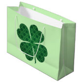 St Patricks Lucky Four Leaf Green Clover Pattern Groot Cadeauzakje (Voorkant Gekanteld)